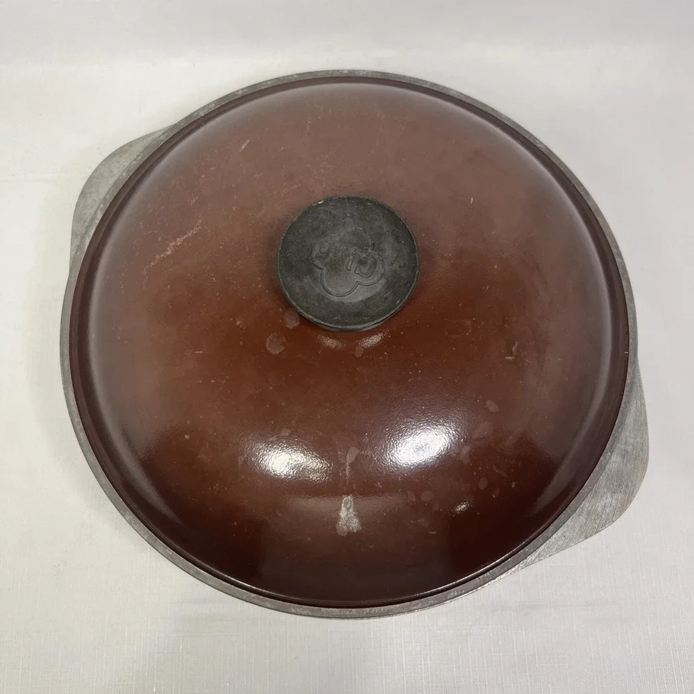 Vintage Club Brown Dutch Oven Large Stock Pot With Lid Cast Aluminum Collectible